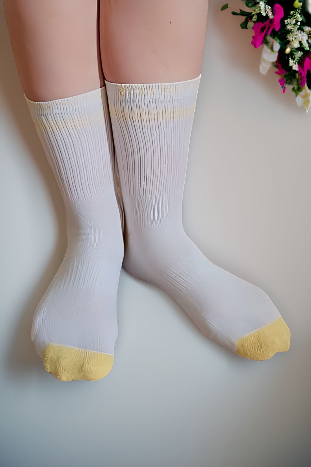 chaussette en coton jaune