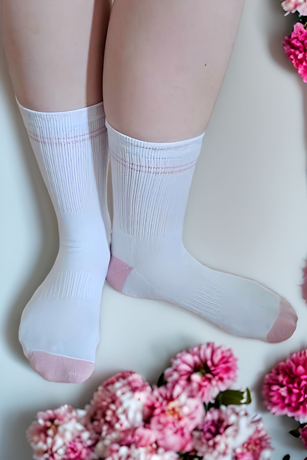 chaussette en coton rose clair